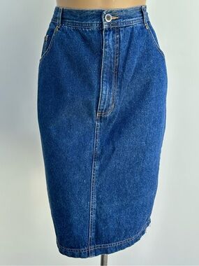 Vintage Cassini Jeans Classic Dark Blue Denim Pencil Skirt 100% cotton Y2K